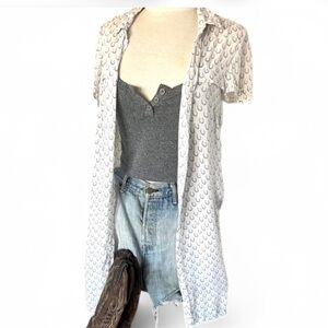 Vintage 70s/80s Horseshoe Print Shirt Dress - Western Boho Duster House Dress S